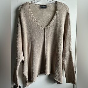 Wooden Ships Cream V-Neck Drop Shoulder Sweater M-L